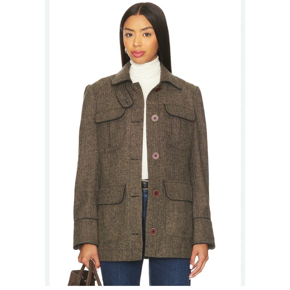 Free People Renaux Herringbone Officer Jacket XS